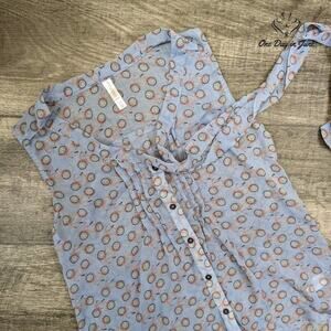 Xhilaration Sheer  Bicycle Print Button Down Tank Asymetrical Hem Size SP